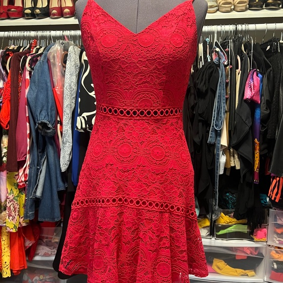 Elegant Red Lace Dress - Picture 1 of 2